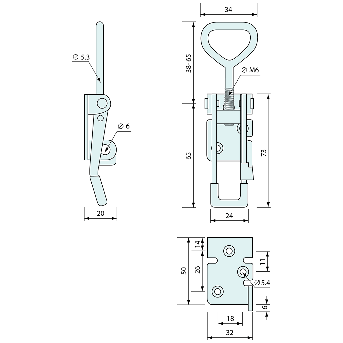 Hold Down Latch Medium Padlockable Zinc Plated with Safety Catch 110mm