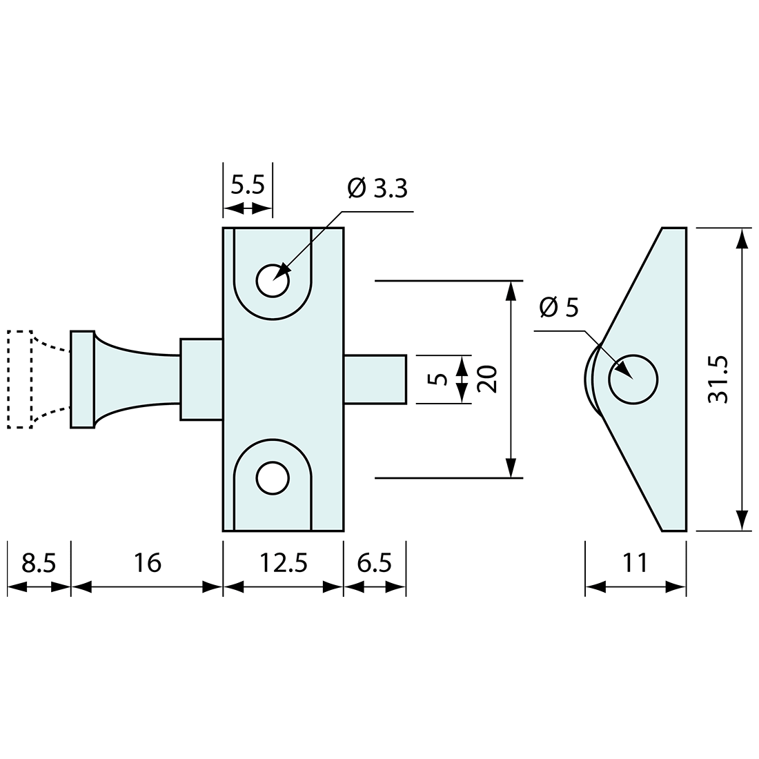 Mini Spring Latch Nylon 5mm