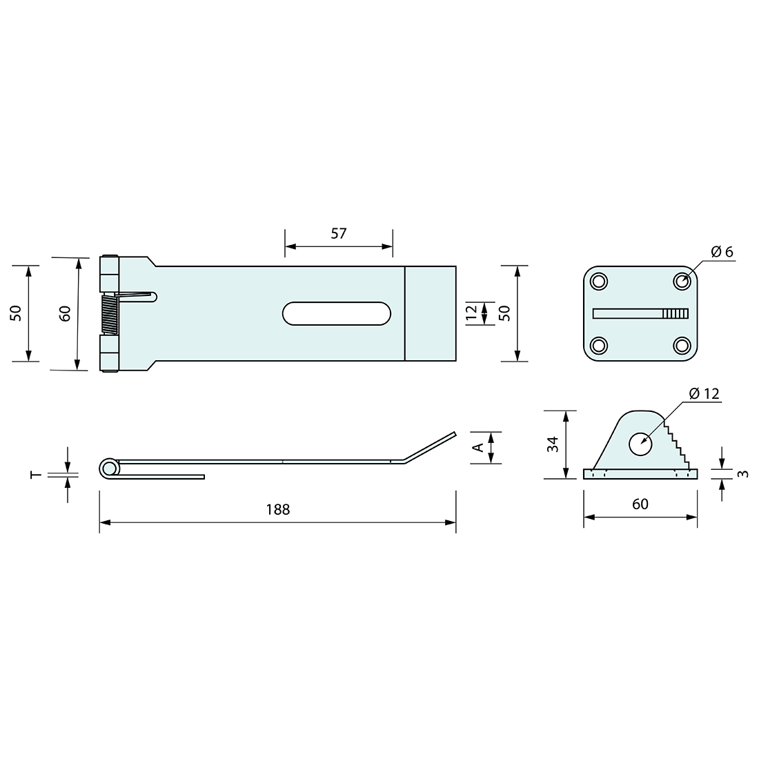HD Galv Gate Latch Spring Loaded Hasp & Staple Padlockable