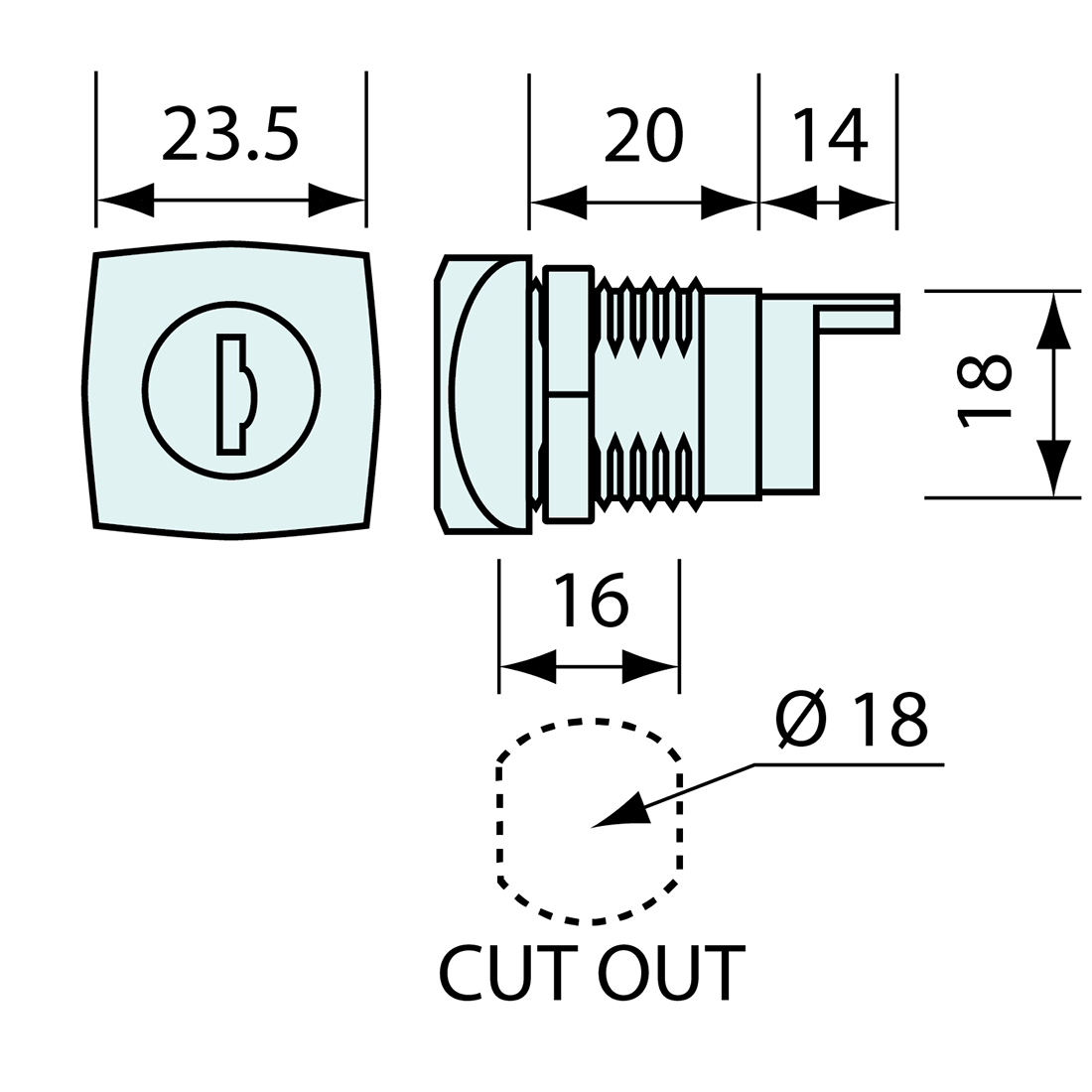 Drop T Latch Square Face Cam Lock and Cam Bar