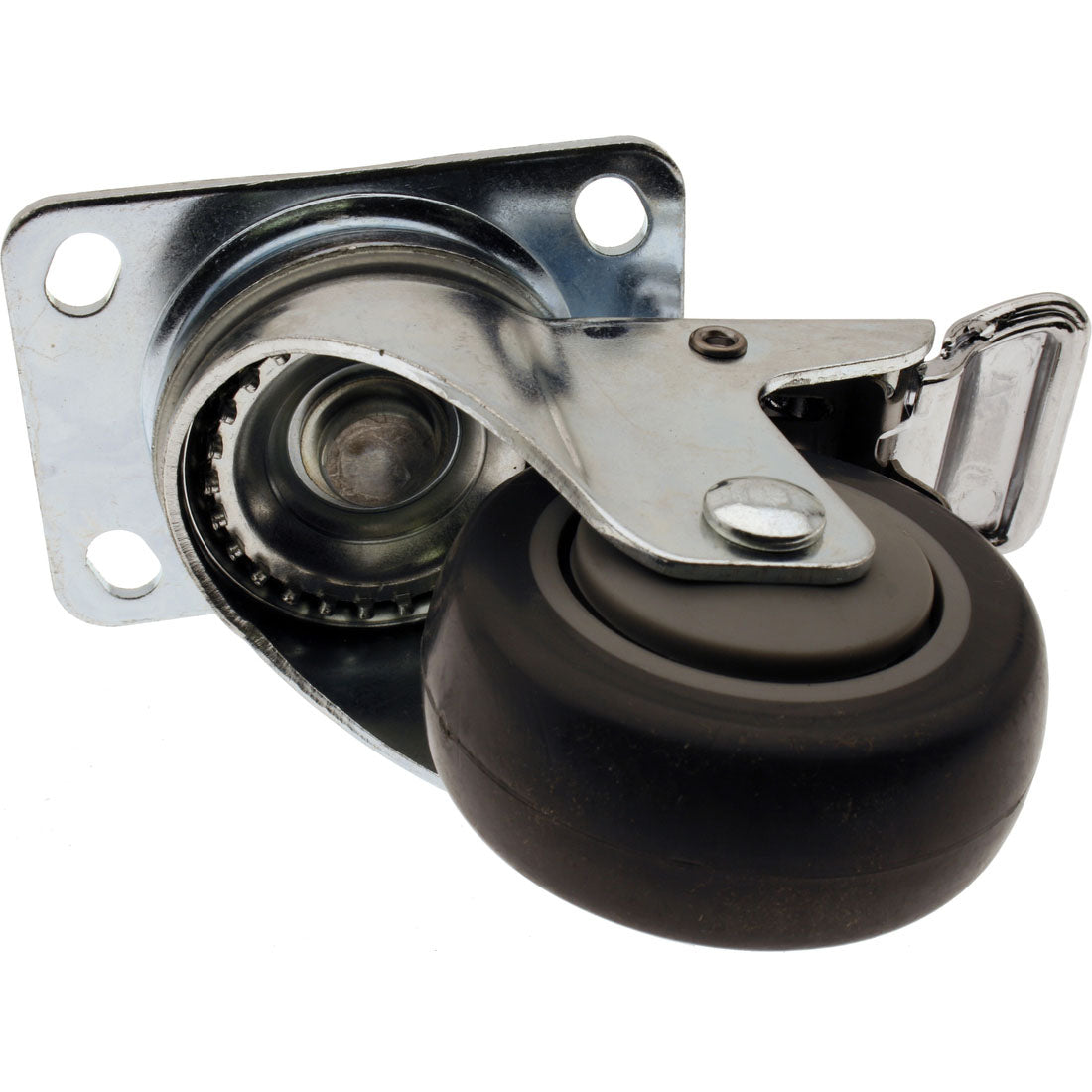 Plate Castors Zinc Plated Rubber Wheels