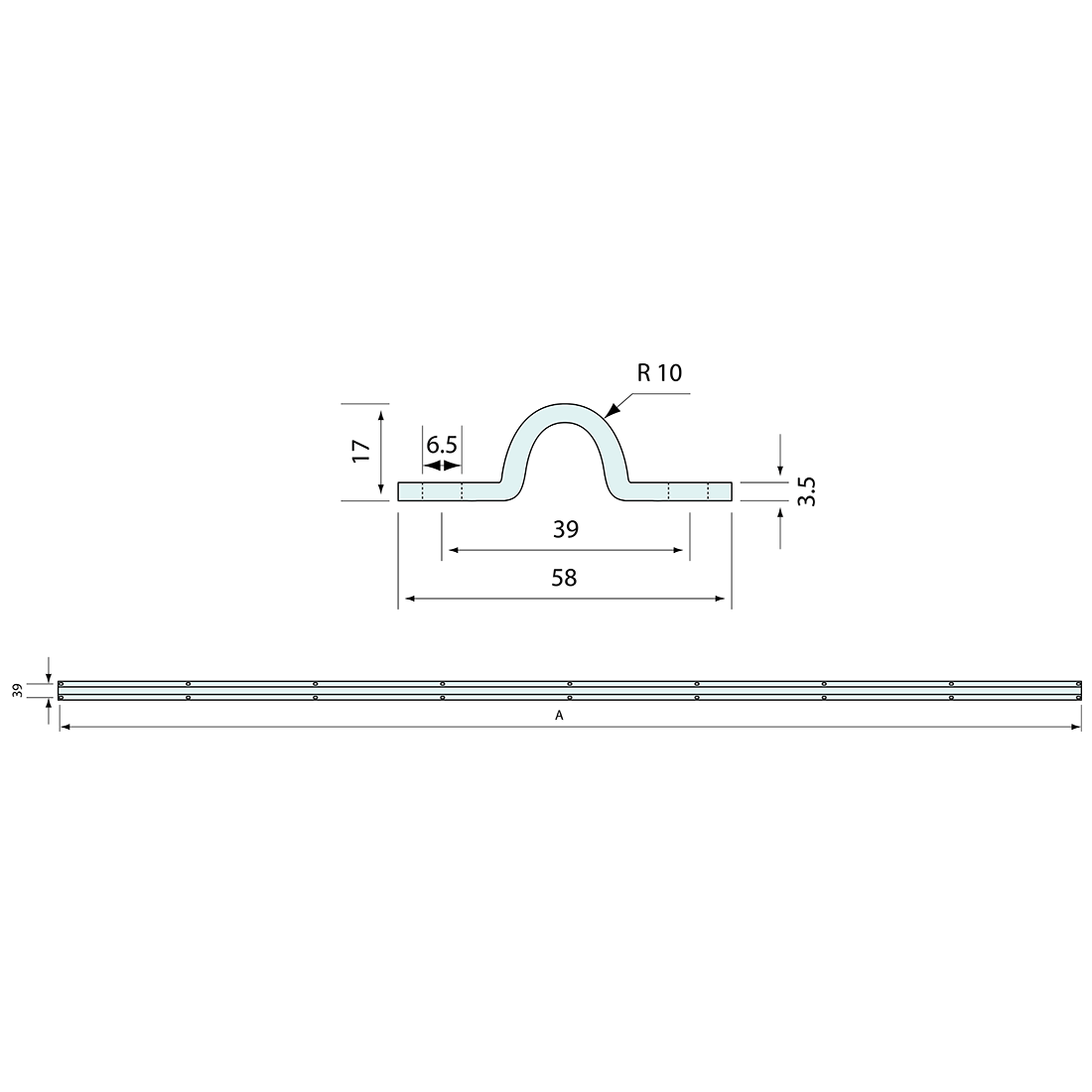 Gate Track Bolt Down U Track Galvanised 1500mm