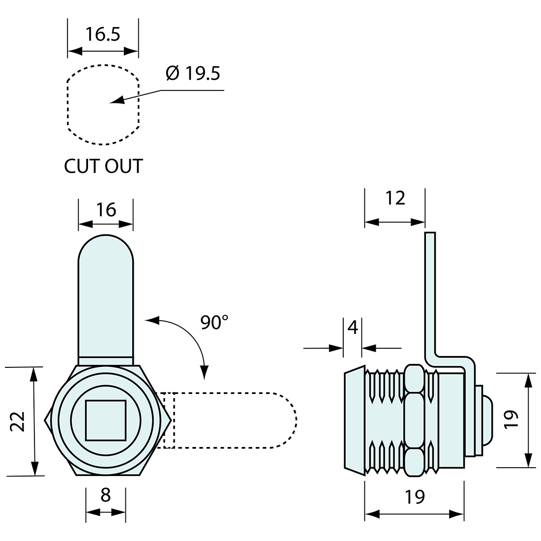 8mm Recess Plug Cam Lock
