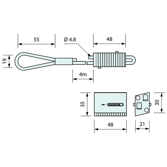 Quick Adjust Wire Rope 4.8mm 4m Length