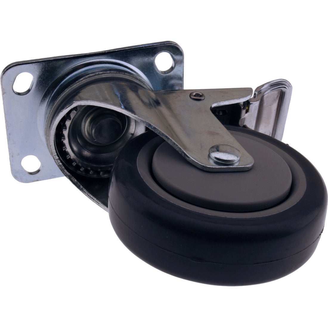 Plate Castors Zinc Plated Rubber Wheels