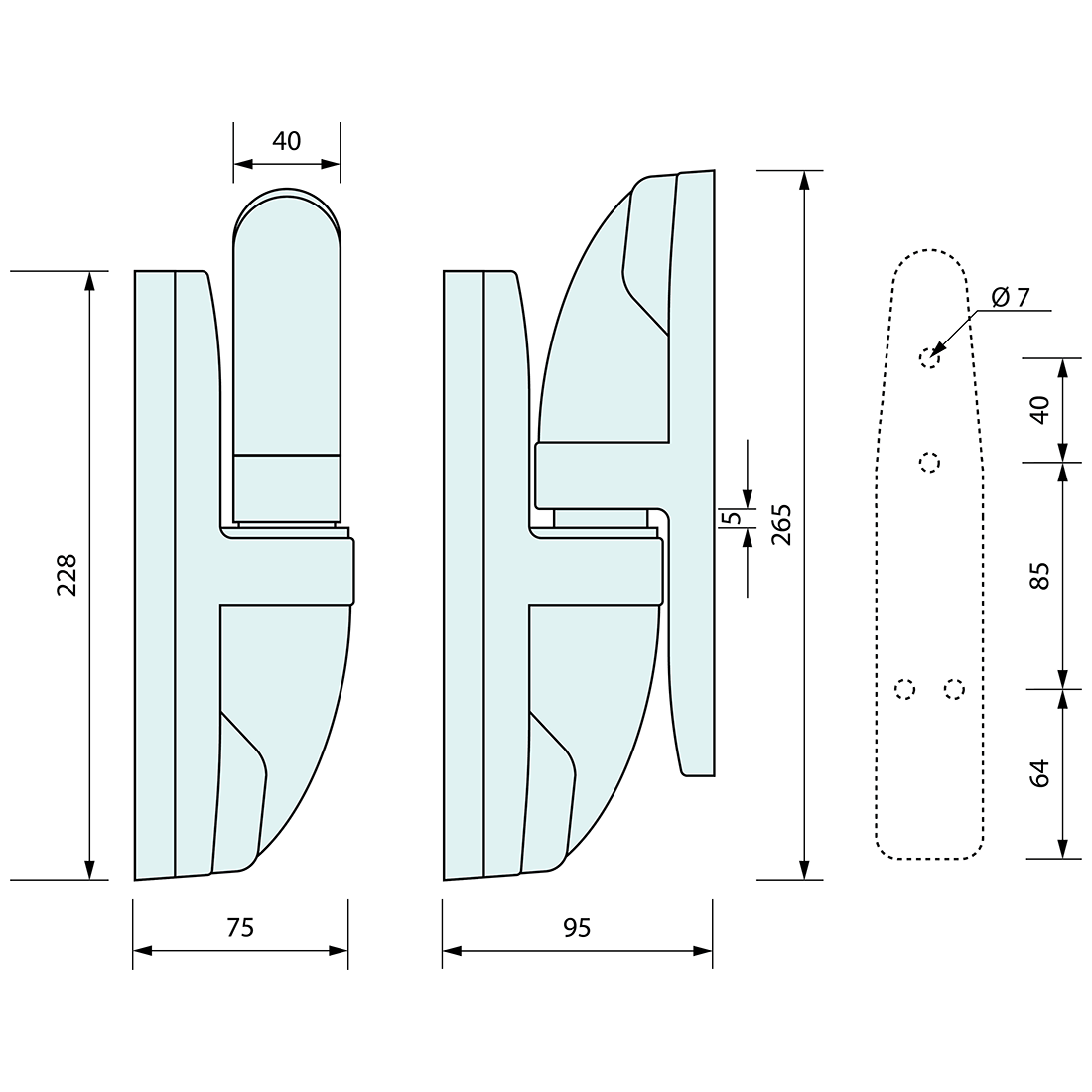 Rising Hinge 55mm Centre Offset Offset Rising Hinge 232mm