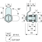 Round Face Cam Lock For Central Locking Kit 90deg Rotation