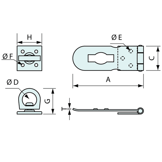 Hasp and Twist Lock Staple Stainless Steel 75mm