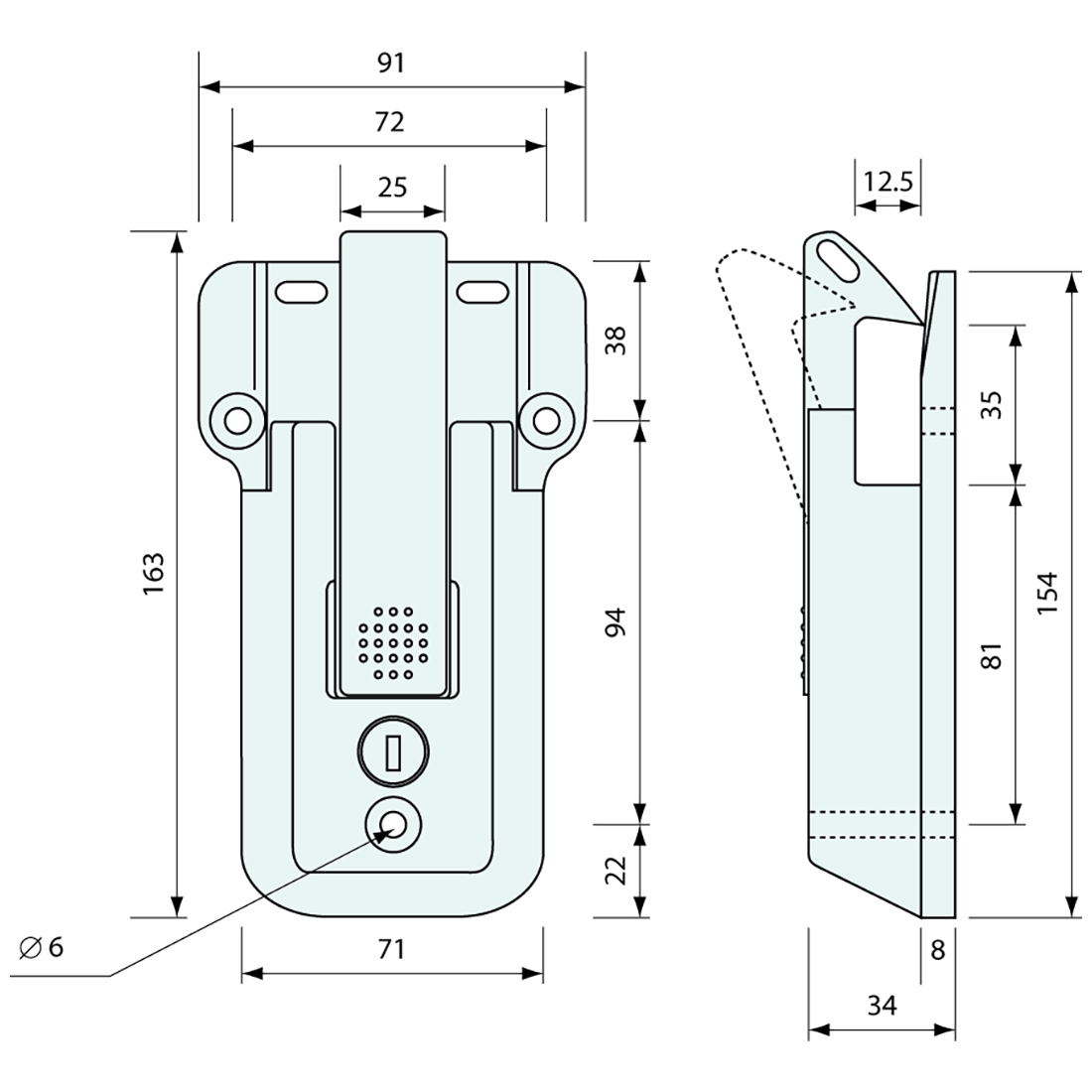 Container Door One Touch Latch Aluminium 34x12.5mm – Co-Mac