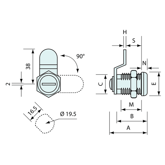 Coin Operated Cam Lock 30mm