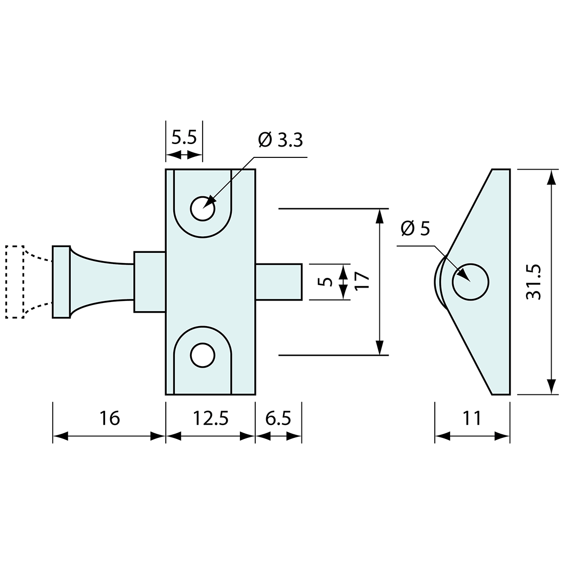 Mini Spring Latch Nylon 5mm