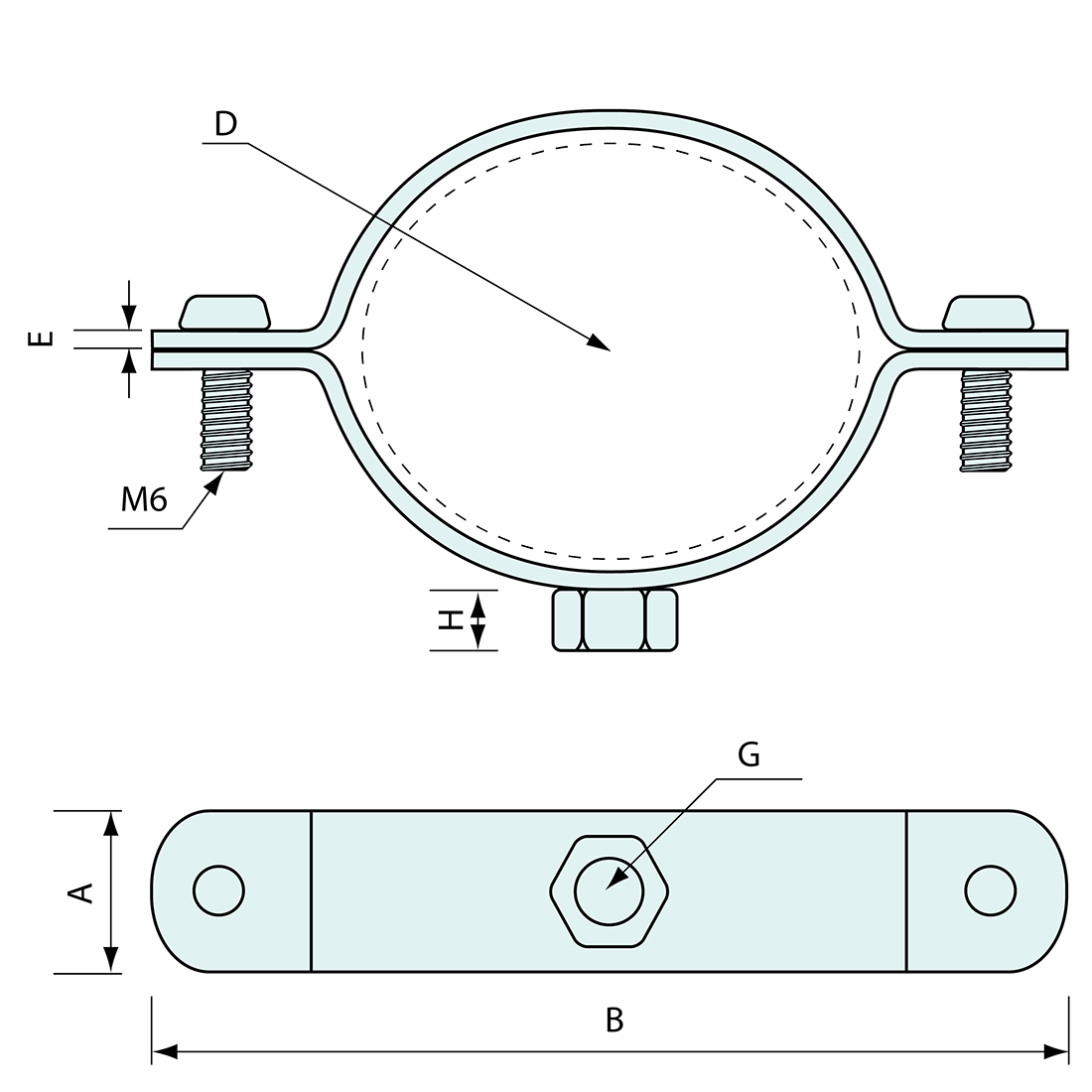 Bolt On Pipe Clamp M8 M10 87 to 95mm