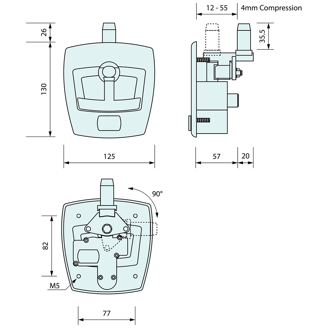 Drop T Compression Lock with Built In Actuator – Co-Mac