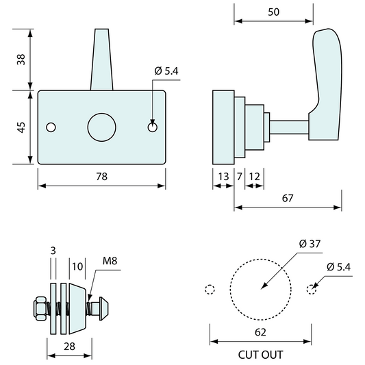 Door Hold Back with Strike & Interior Handle