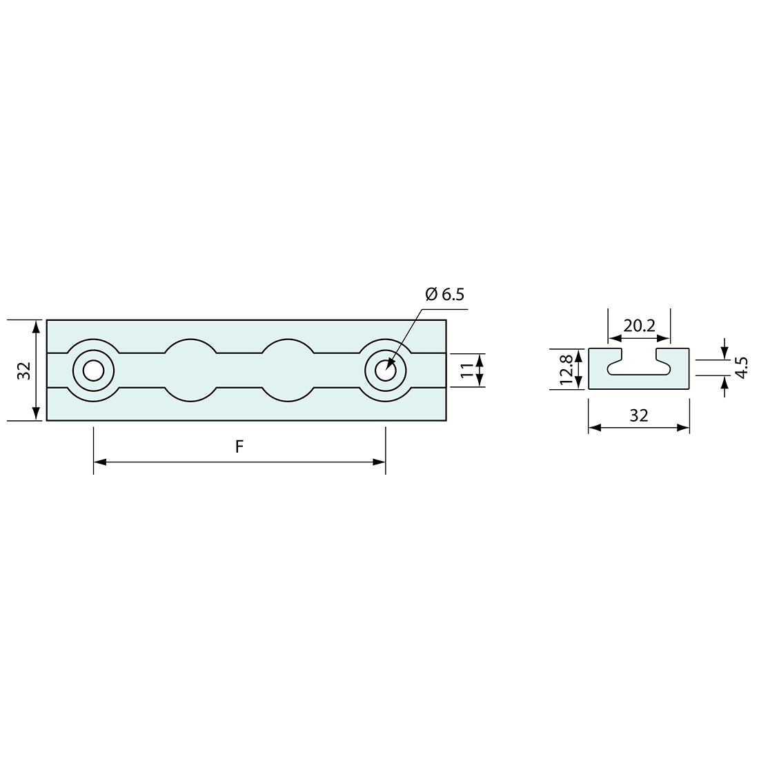 Cargo O Track Heavy Duty Aluminium 302mmx32mm