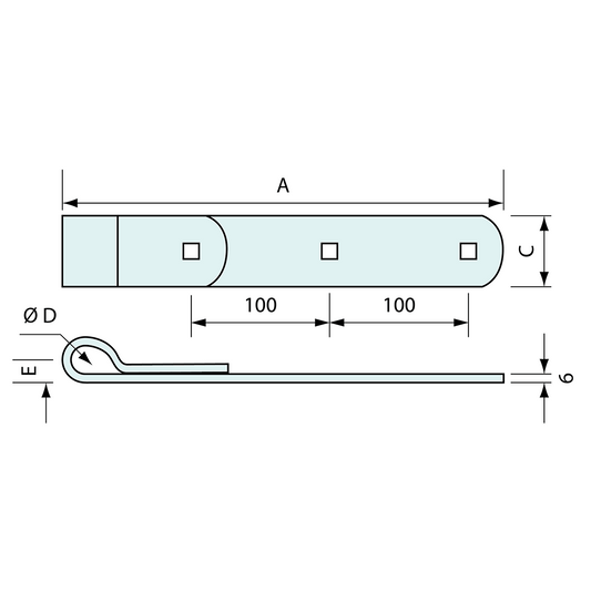 Unwelded Strap Heavy Duty Zinc Plated 20mm Pin 310mm