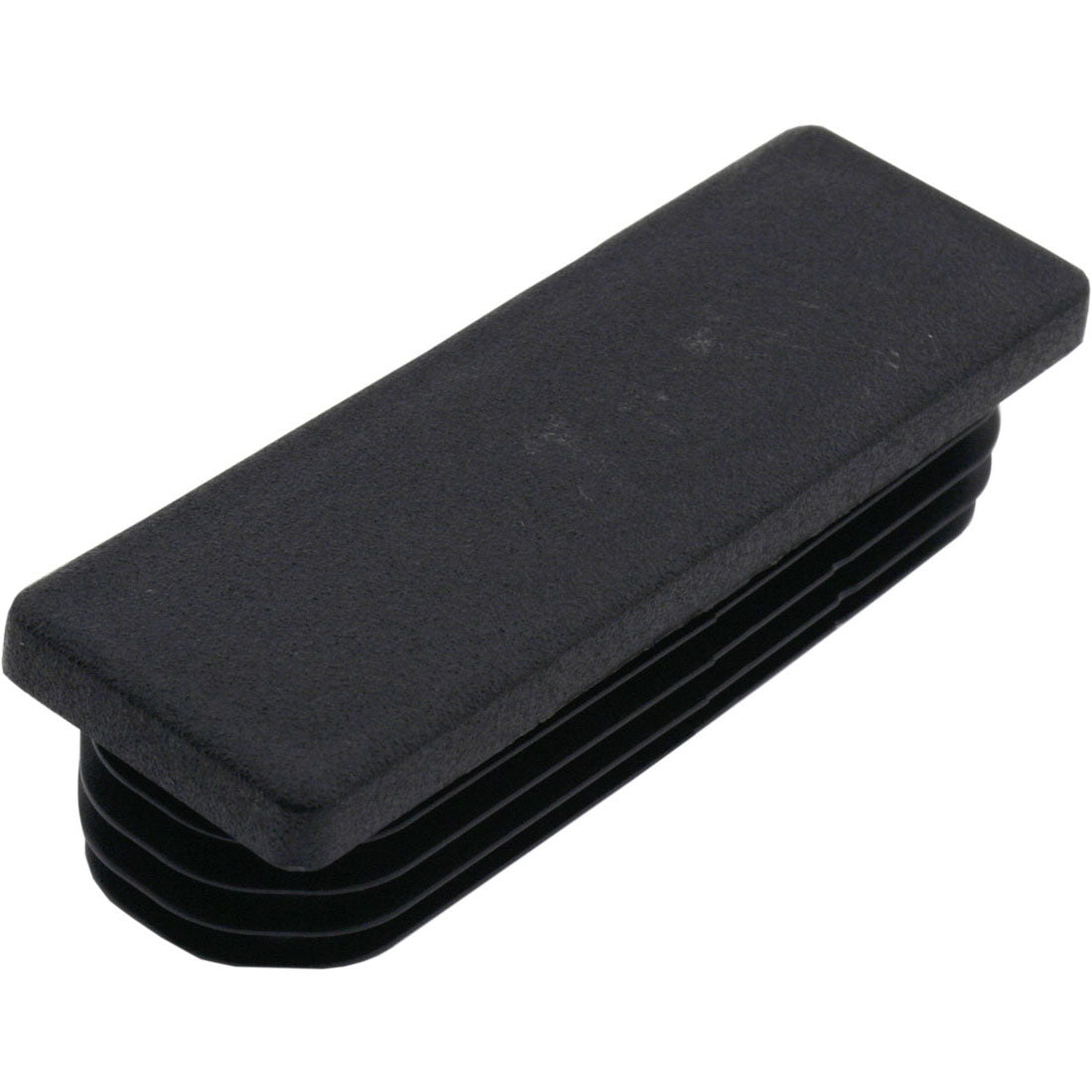 Rectangle Plug Ribbed Black 75x25mm