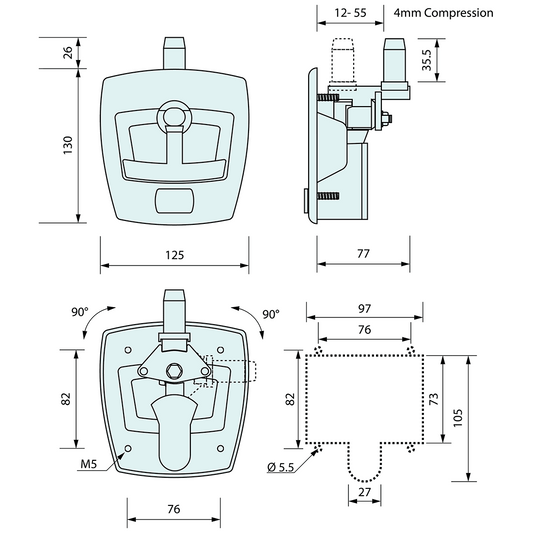 Drop T Compression Lock Black 3 Point