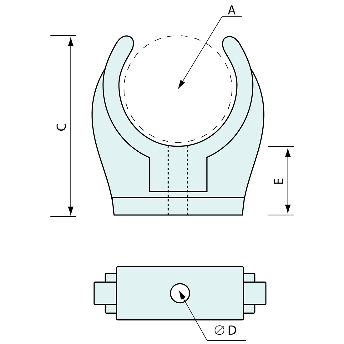 Tube Clamp Single Fixing White Nylon 12mm