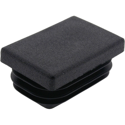 Rectangle Plug Ribbed Black 38.1x25.4mm