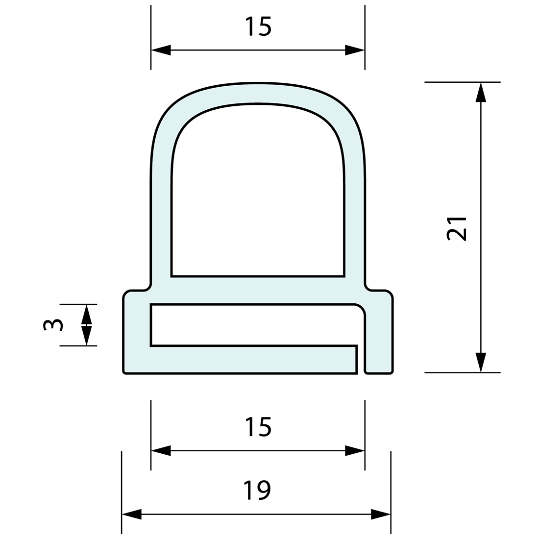 Silicone D Gasket 16mm x 19mm x 25mm