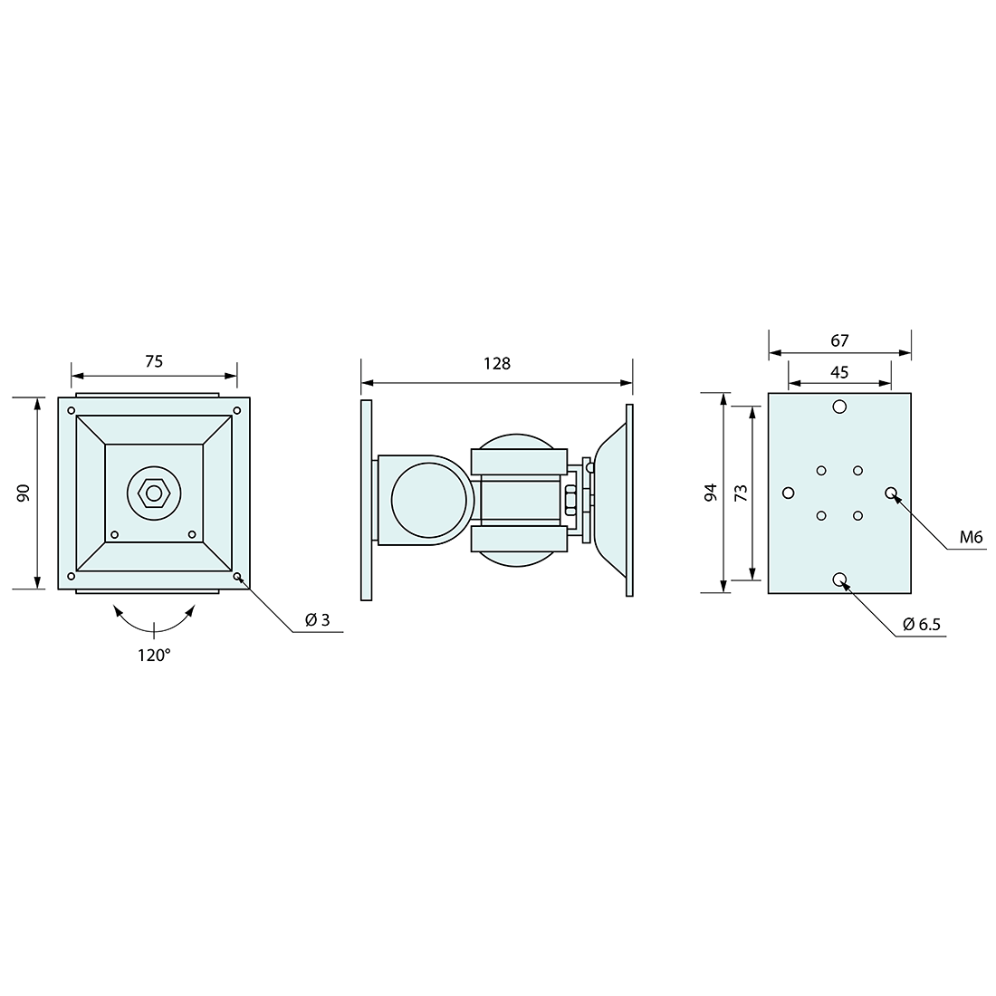 Unidirectional Wall Mount 128mm 25kg