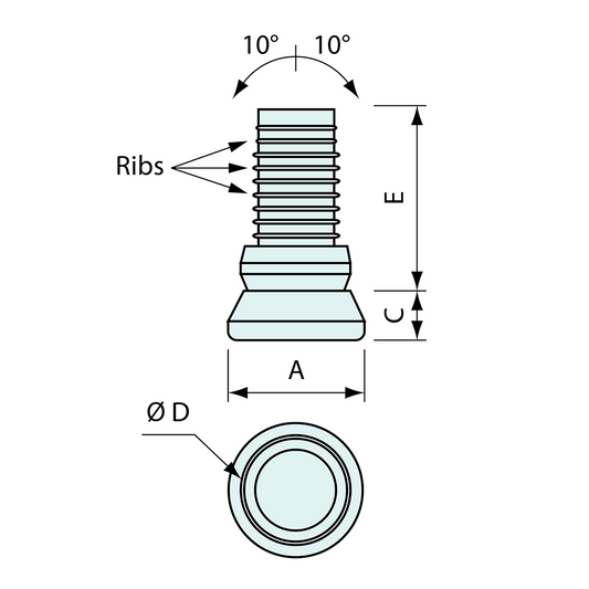 Toggle Swivel Foot Black 22mm