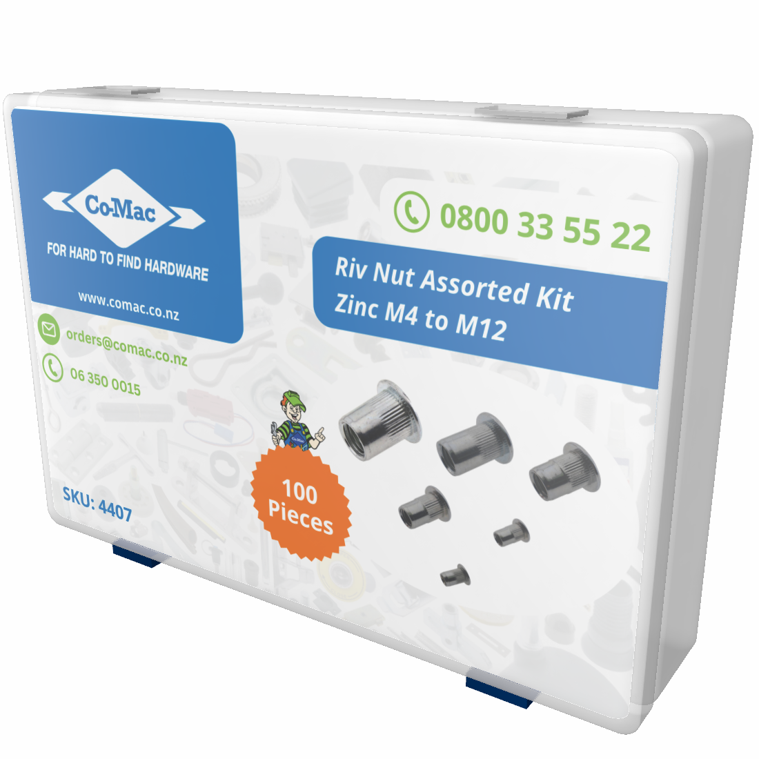 Riv Nut Assorted Kit ZP M4 to M12