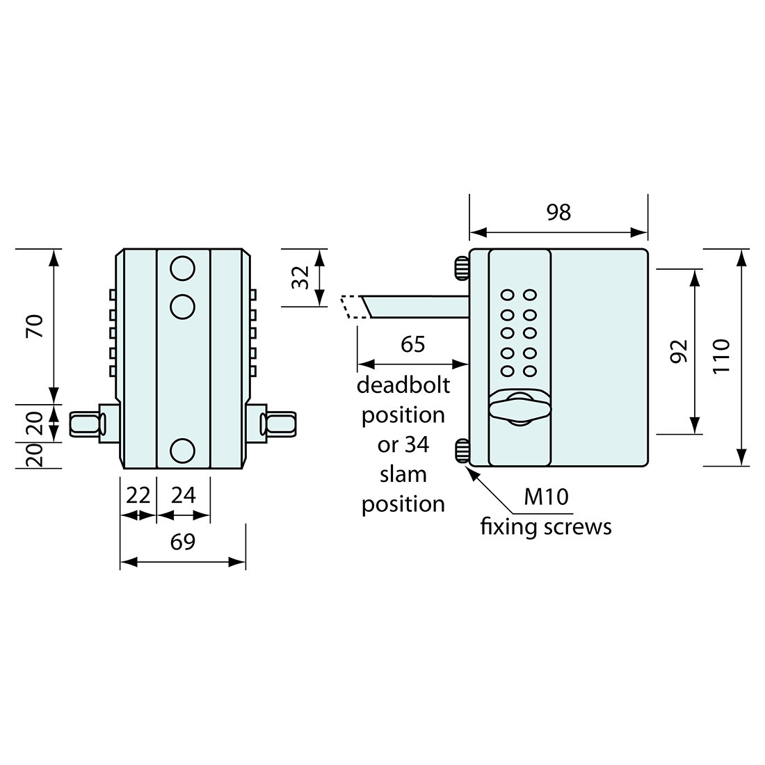 Digital Gate Bolt On Latch Slam Deadlock 110mm