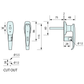 L Handle Padlockable Rear Fix Universal Chrome 115mm