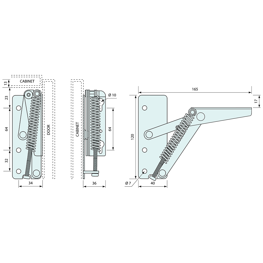 Flap Spring Hinge Nickel Right Hand 90deg 118mm – Co-Mac