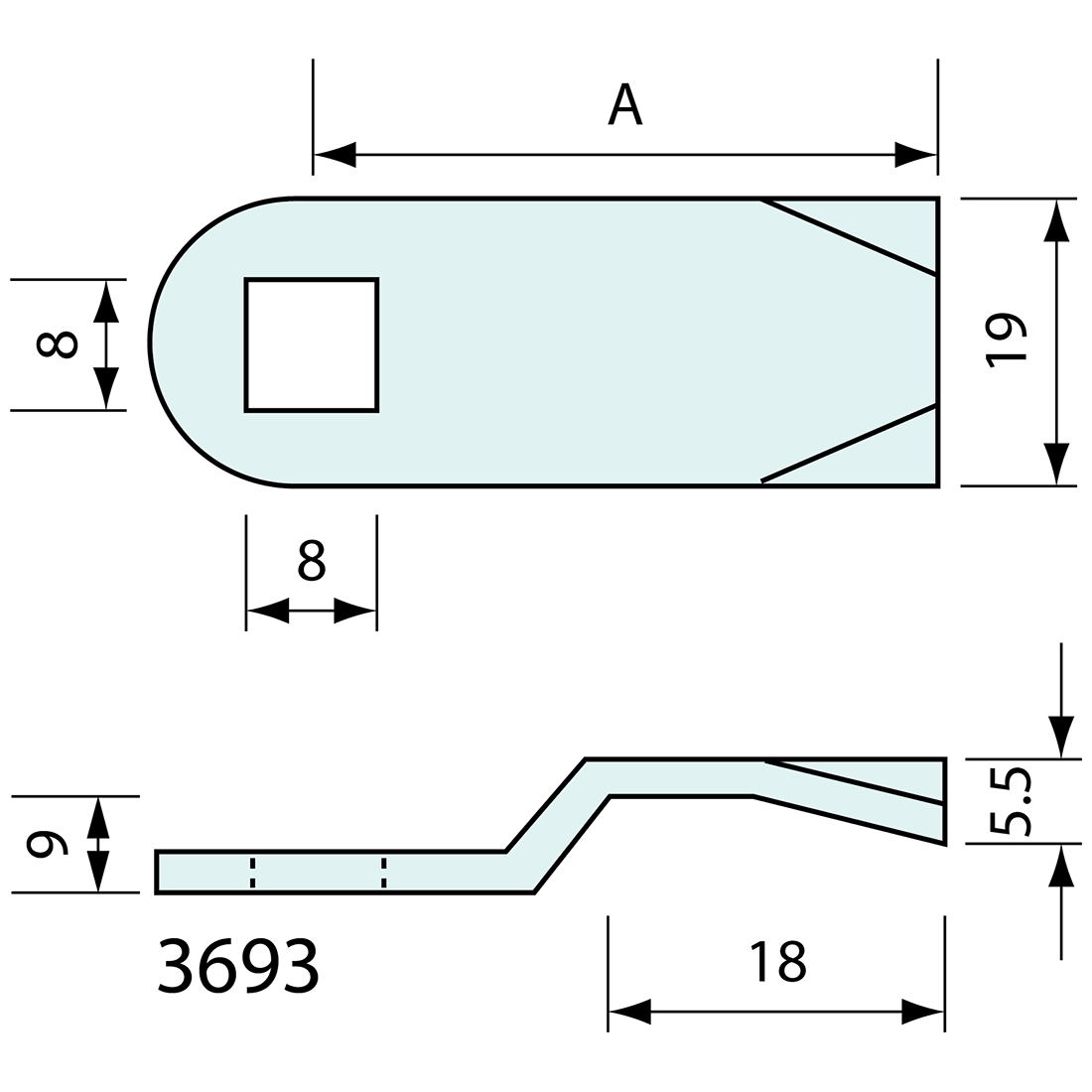 Cam Latch Bar Raised Up Heavy Duty 9.5mm
