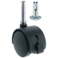 Twin Wheel Castor Socket and Brake Black Nylon 50mm