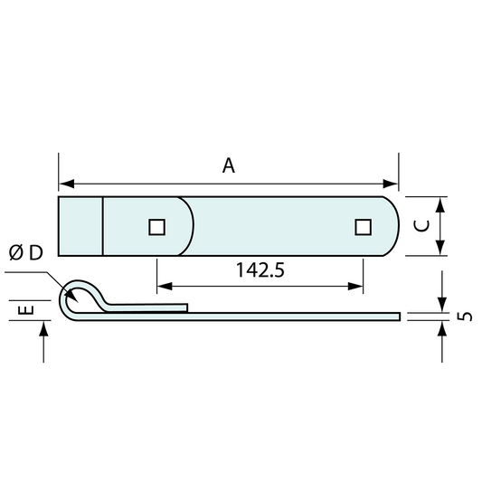 Unwelded Strap Heavy Duty Galvanised 16mm Pin 230mm