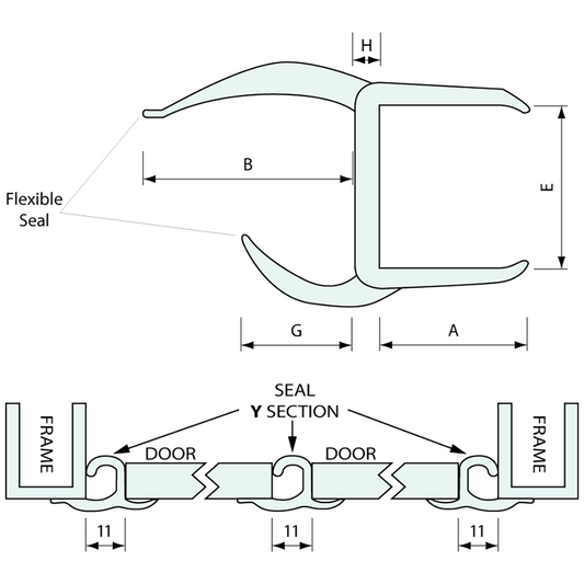 Container Door H Seal Grey 25x15mm 2.5m