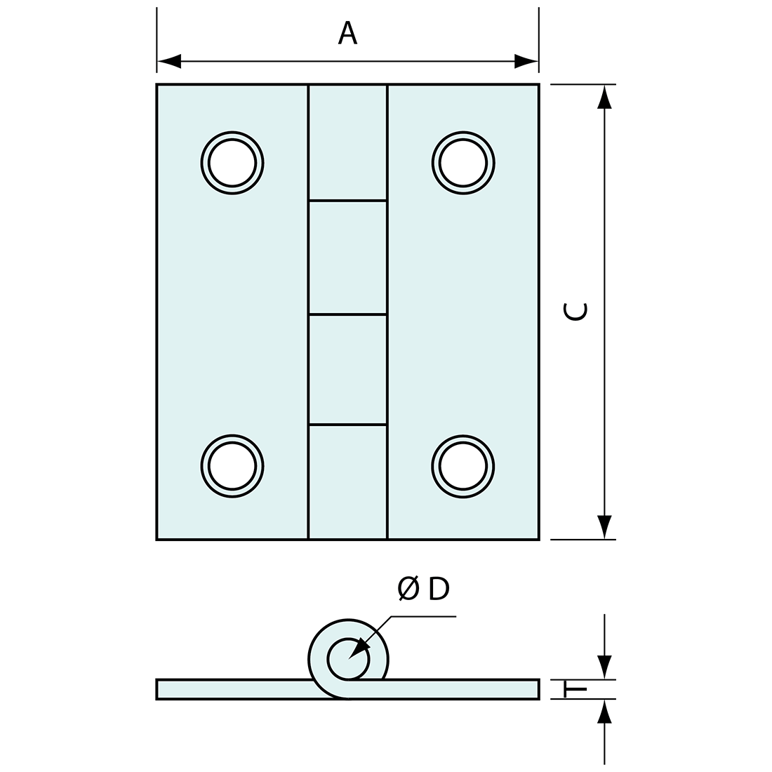 Butt Hinge Stainless Steel 38x36mm