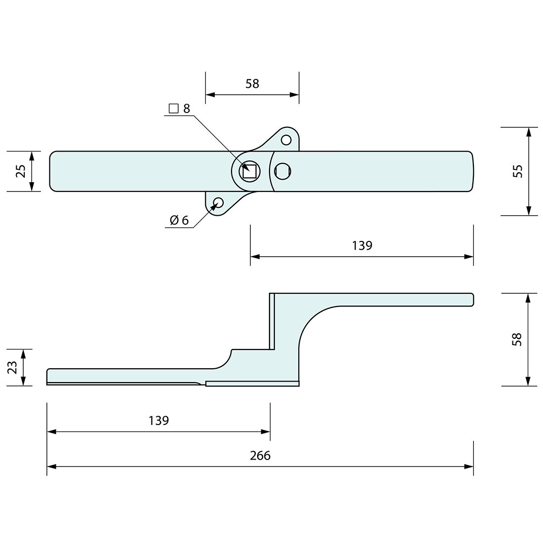 3 Point Internal Release 8mm Shaft