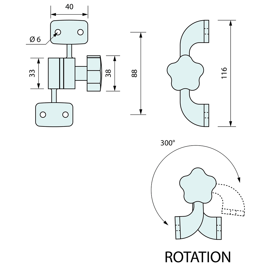 Locking Swing Arm 85mm RH