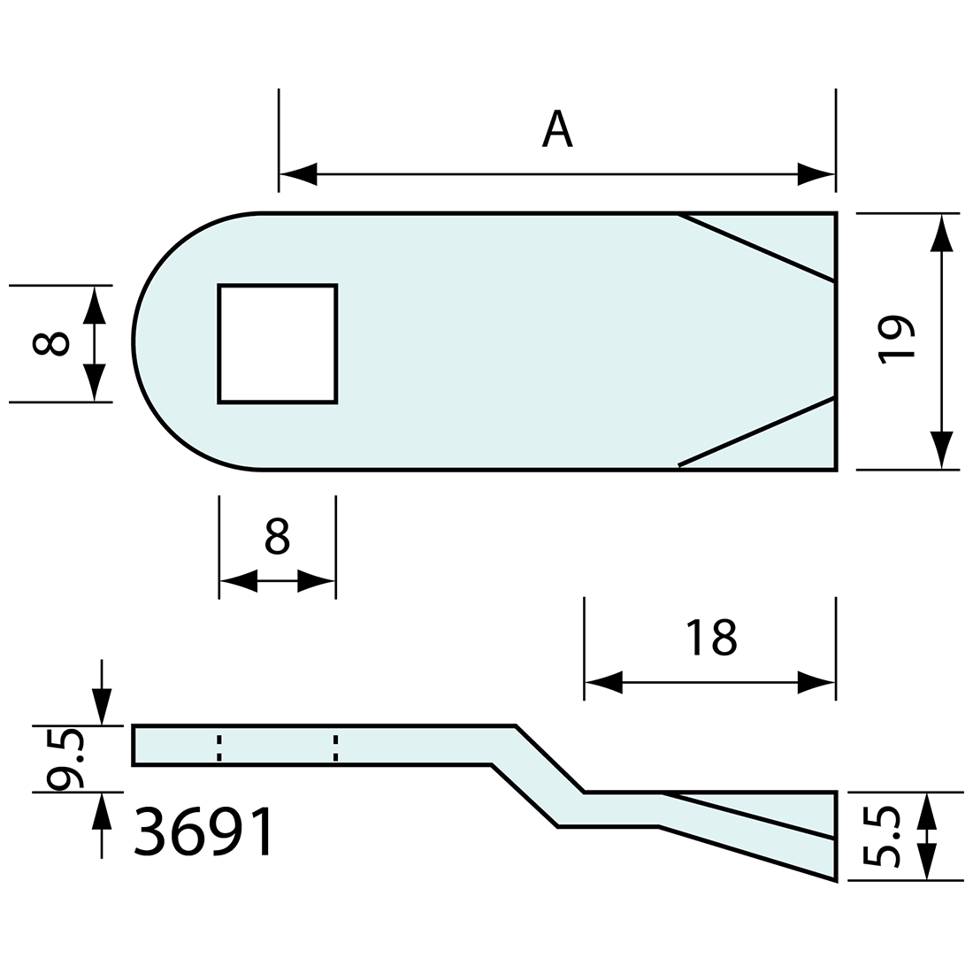 Cam Latch Bar Raised Down Heavy Duty 9.5mm