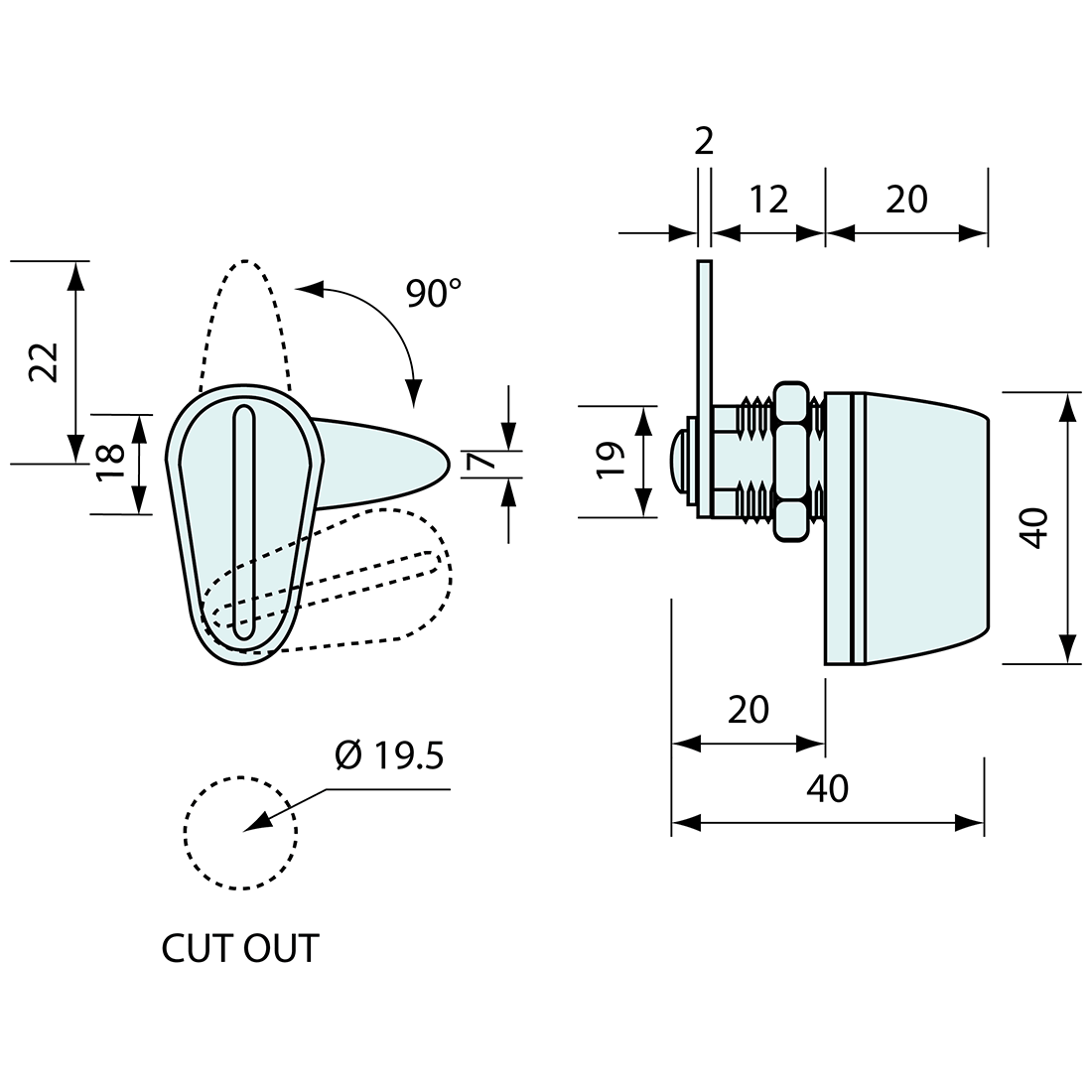 Weathershield Lock 20mm