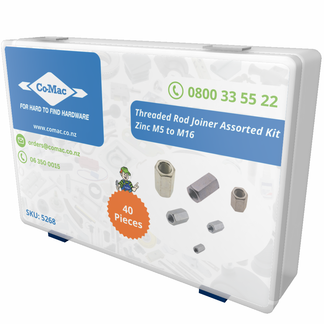 Threaded Rod Joiner Coupling Nut Assorted Kit ZP M5 to M16