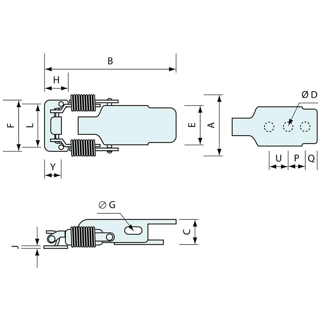 Hold Down Spring Latch Stainless Steel 105mm