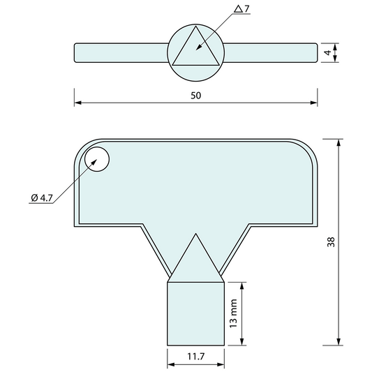 Tri Lock Key Heavy Duty Chrome 7mm