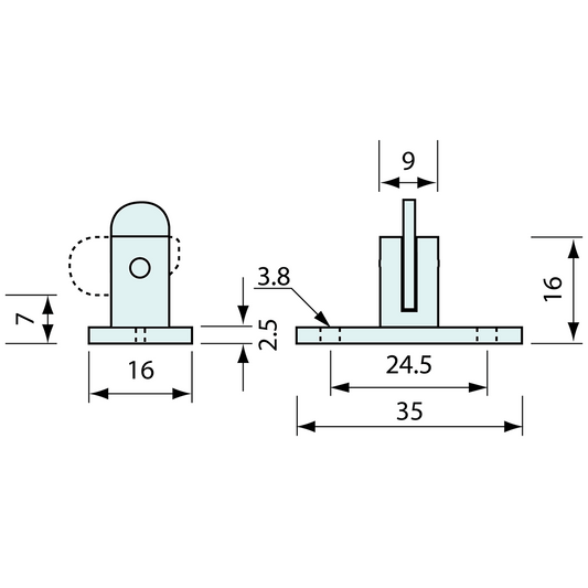 Eyelet Fastener Horizontal Clip 8mm Pin 316 SS