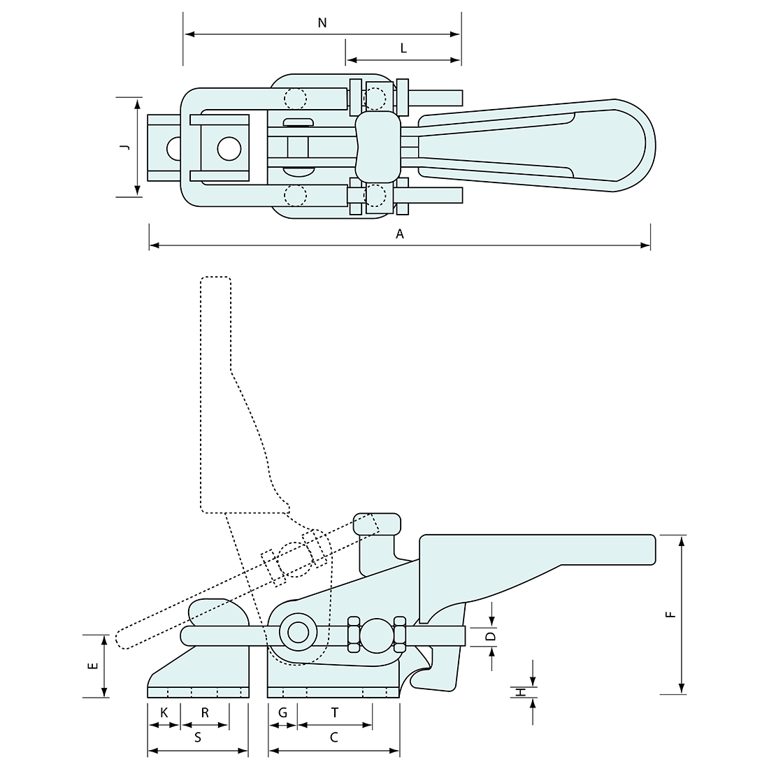 Hold Down Latch Zinc 105mm Safety Release