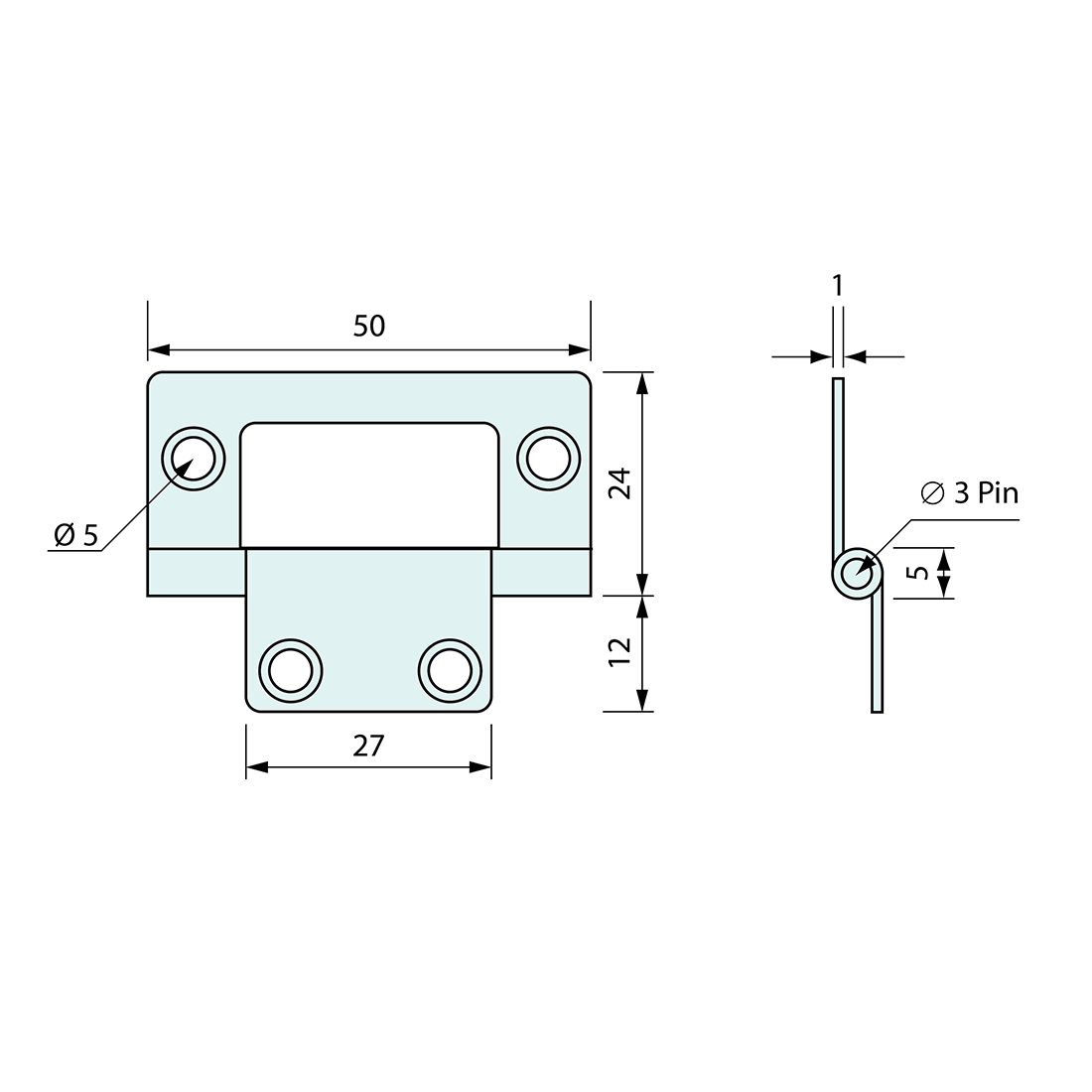 Fast Fix Hinge Small Stainless Steel 50mm