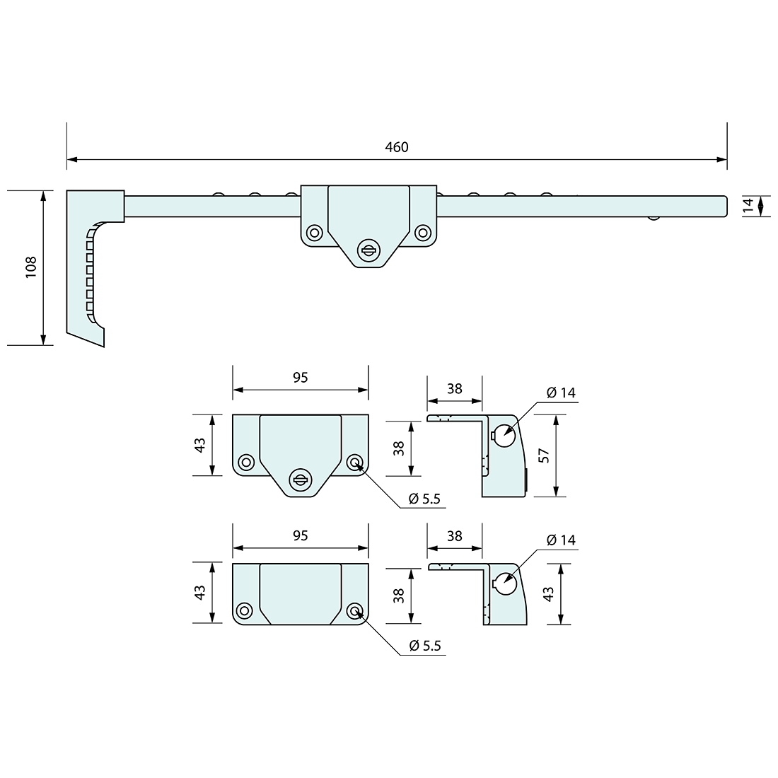 Gate Drop Bolt Lock Stainless Steel 450mm Locking