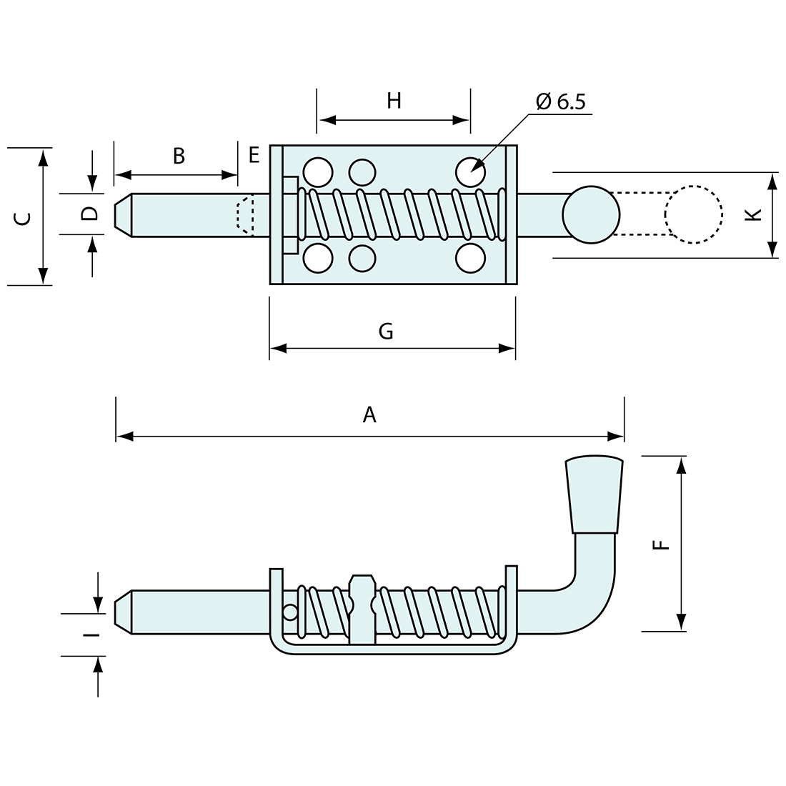 Spring Bolt Zinc Plated 195mm 16mm Pin