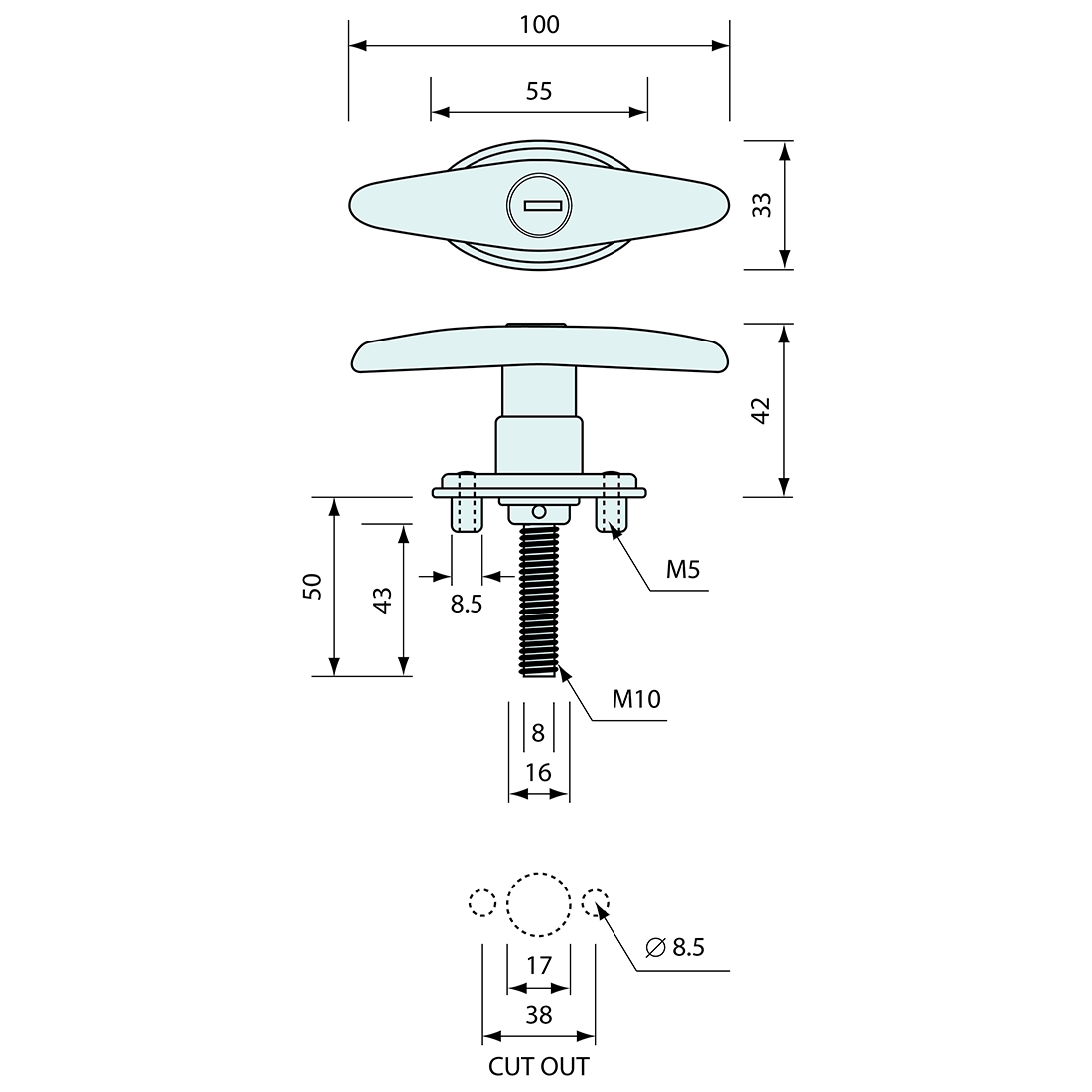 Canopy Window Handle CW 100mm