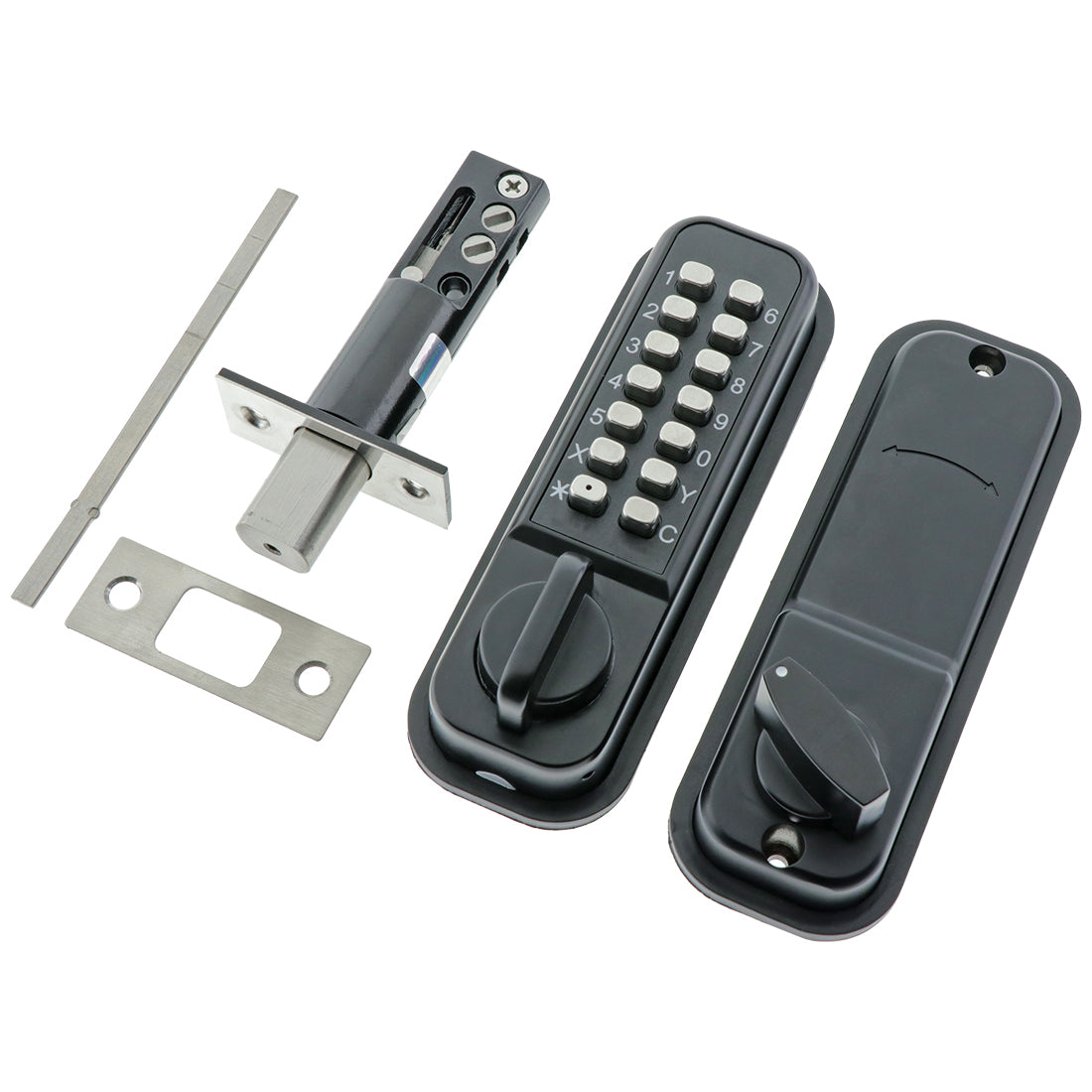 Push Button Deadbolt Lock Marine Grade Black 60-70mm Backset
